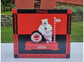 New Old Stock 1996 Coca Cola Polar Bear Ceramic Collectible Clock