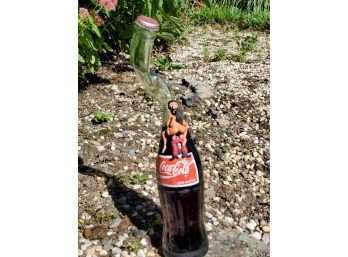 Vintage Coca Cola Made In Mexico Stretched Glass Full Bottle With Naughty Decoration !!