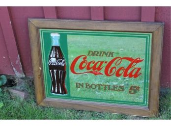 Vintage Coca-Cola George Nathan Associates Drink Coca-Cola Mirror Sign - Light Framed Edition