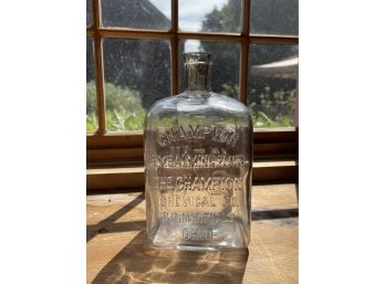 Antique Hand Blown Embalming Bottle Embossed-champion Embalming Fluid The Champion Co. Springfield Ohio Lot 1