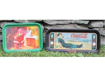 Two Coca Cola Reproduction & Vintage Metal Trays