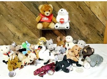 Lot Of Vintage Coke Coca Cola Brand Bean Bag Collectibles &  Plush Stuffed Animals