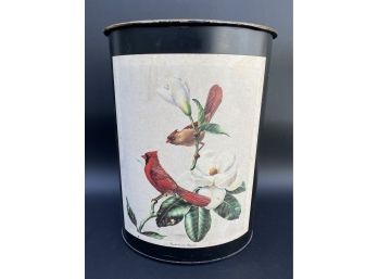 Vintage Metal Waste Bin, Cardinals & Magnolia