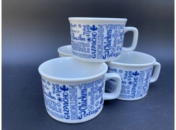 Fun Soup Mugs In Blue & White