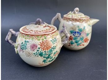 Antique Asian Covered Sugar & Creamer Set