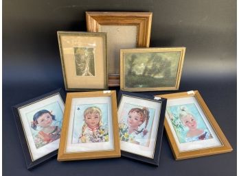 Vintage Framed Prints & One Empty Frame