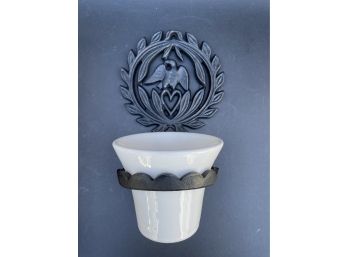 Vintage Cast-Iron Wall Mount Cache Pot Holder