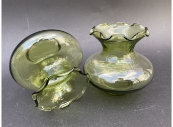 Mid-Century Green Glass Vases