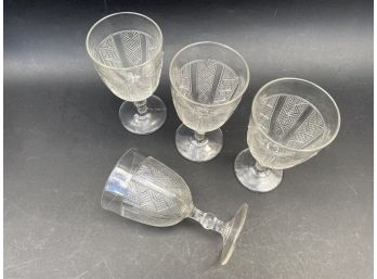 Four Vintage Pressed Glass Goblets