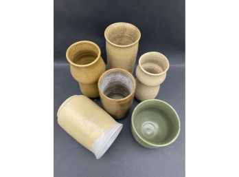 Studio Pottery Vases In Golden Tones