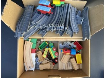 Box Lot: Wood & Plastic Train Sets