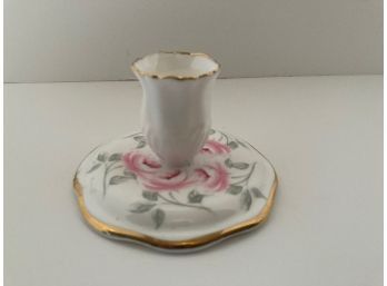 Vintage Single Crown Staffordshire English Bone China Candlestick Holder