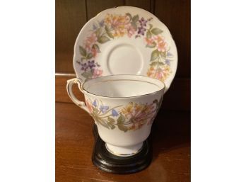 Vintage Paragon China White Floral Tea Cup And Saucer Set