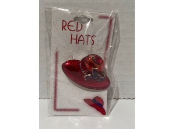 Vintage Red Hat Club Purple Bow Pin (New In Package)