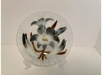 Vintage Fused Art Glass Plate Black And White Floral Design -  Sydenstracker