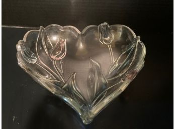 Vintage Heart Shaped Glass Serving Dish