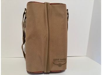 Vintage Eddie Bauer Canvas  Carrier  - It Holds Wine Bottle, 2 Glasses, And A Corkscrew