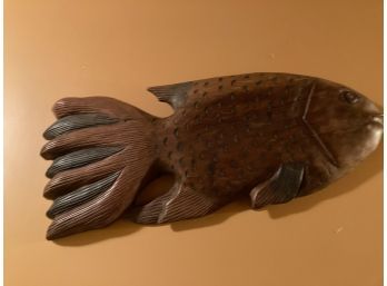 Vintage Carved Wooden Fish Wall Hanging