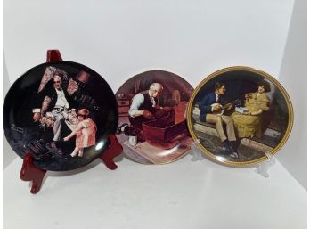 Vintage Set Of 3 Norman Rockwell Collector Plates