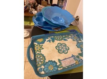 Party Plastic Platters And Nicole Miller Tray -