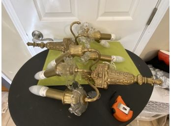 Pair Of Vintage Sconces - Will Need Repair And New Crystals