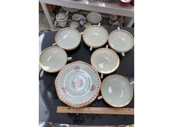 Gorgeous Vintage Adams Six Soup Bowls And Saucers - Lovely