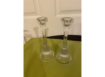 Pair Of Glass/crystal Candlesticks - Pretty