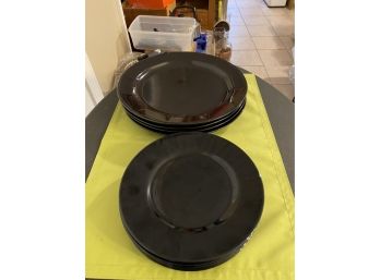 Glass Salad Plates By Arcoroc  (8) And Dinner Plates (4) Ceramic