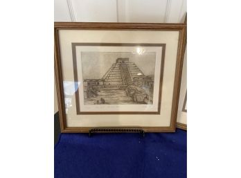 Interesting Set Of Prints/etchings - Chichen Itza And Angel Of Independence Mexico City