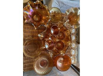 Large Assortment Of Carnival Glass