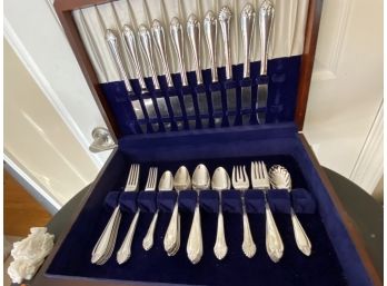 Beautiful Partial Set Of Stainless Flatware In Very Nice Condition.  With Case.