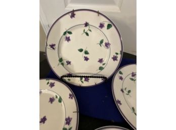 Violets! Waverly Plates -Vintage- Some Rust From Hanging Wires