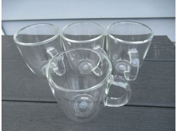 Set Of Four Bodum Clear Glass Mugs