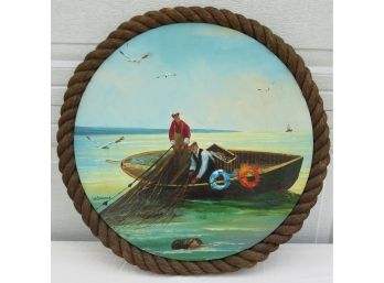 Nautical Round Painting Signed W. Gassman