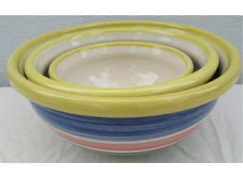 Set Of 3 American Pottery Nesting Bowls