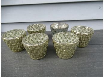 Case Of Six Metallic Glass Votive Holders - 61970 - NEW