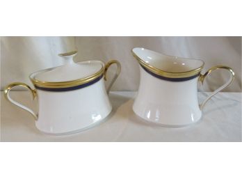 Lenox Blue Royale Sugar Bowl And Creamer