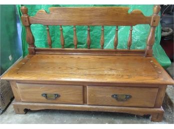 Solid Oak Countryside Bench With Drawers