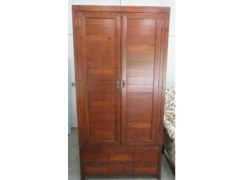 Asian Inspired Large Wood Armoire