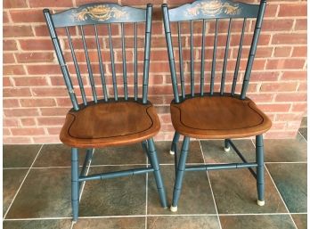 Pair Of Hitchcock Armless Dinning Chairs.