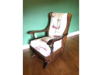 Vintage Rocking Chair With Nautical Themes Cushions.