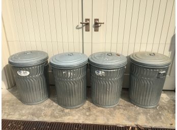 4 Galvanized Trash / Storage Cans.