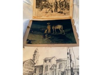 Old Prints And Etchings: Frederic Remington, Lionel Barrymore, & More