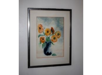 Beautiful Watercolor Under Glass Painting Signed & Dated