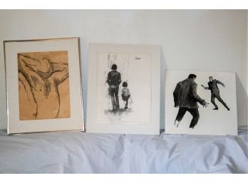 3 Pieces Of Artwork: JoAnn Bems, Aldo Luongo, And One Original Illustration Art.