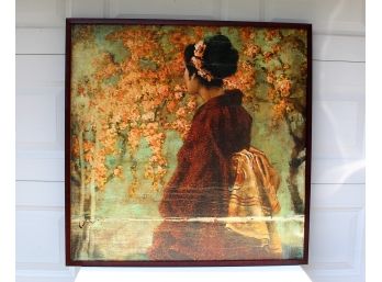Vintage Geisha & Floral Branches On Canvas