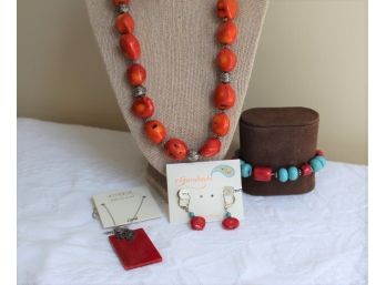 Coral Collection With Sterling Silver And Some Turquiose