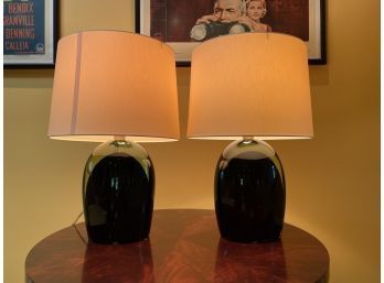 Vintage Pair Of Murano Cased Glass Lamps From Venice Italy