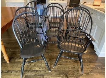 Set Of 8 Black Warren Chair Works Windsor Chairs