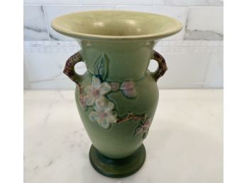 ROSEVILLE USA 358 8 APPLE BLOSSOM GREEN VASE